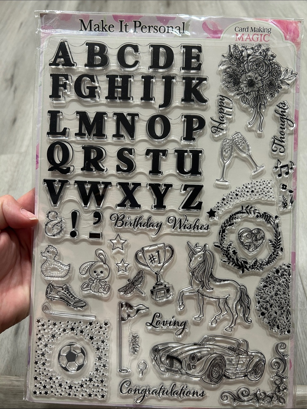 Card Making Magic Alphabet Clear Stamps - Black Alphabet & Accents NWT